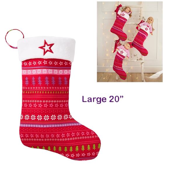 NEW American Girl 20" HOLIDAY CHRISTMAS STOCKING Fair Isle Quilt Holds 18" Doll - Picture 1 of 6